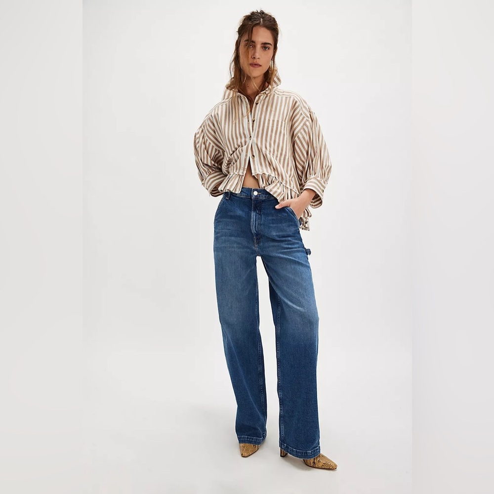 NWT Mother The Stud Finder Sneak Dream Team Jeans in Blue
